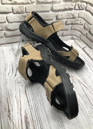 Чоловічі шкіряні сандалі босоніжки на липучках оливковий пісочний5 фото