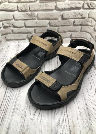 Чоловічі шкіряні сандалі босоніжки на липучках оливковий пісочний6 фото