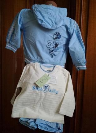 Новий дитячий прогулянковий костюм-трійка shi tailu baby / вітровка, штани, пуловер, 100％ cotton