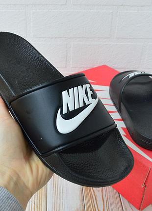 Nike шлепанцы шлепки мужские черные кожаные кожаные кожа отличное качество весенние летние найк
