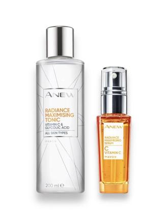 Косметический набор «максимальное сияние» anew сыворотка и тоник для лица.