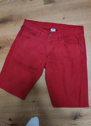 Шорты мужские джинсовые красные широкие regular fit man, размер м - l