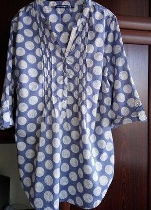 Повітряна блуза сорочка з v-вирізом туніка оверсайз принт горох