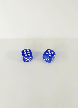 Игровые кубики игральные кости для настольных игр нарды покер 2 шт. 12мм синие, см. описание3 фото