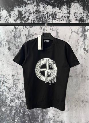 Футболка стон айленд чорна | футболки від stone island