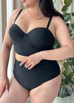 Купальник раздельный батал утяжка корсет на бретелях и высокие плавки
