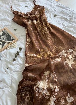 Платье франция шифоновая винтажная 00и длинная на бретелях рюши макси