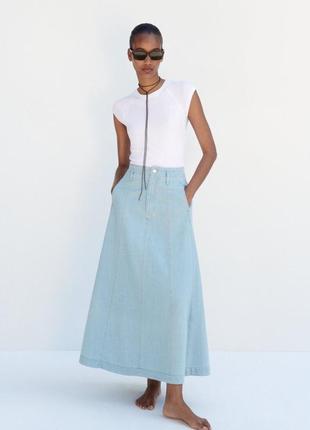 Длинная джинсовая юбка юбка из денима от zara