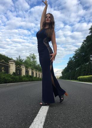 Вечірня довга синя сукня zara