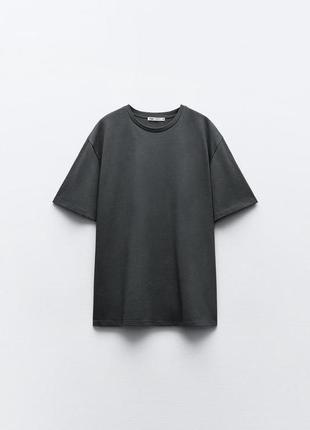 Cіра футболка-джемпер з додаванням віскози zara