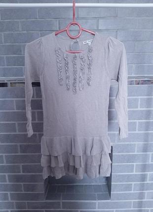 Теплое серое осеннее зимнее платье с рукавами с блестками от marks & spencer🤍 на девочку 5-6 лет, 5 лет, 6 лет