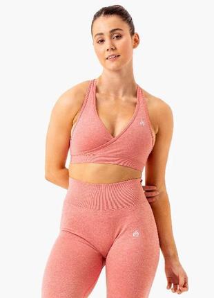 Спортивний бюстгальтер ryderwear essential seamless cross over sports bra - pink marl, s