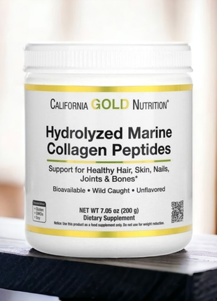 California gold nutrition, гидролизованные пептиды морского коллагена, без добавок, 200 г (7,05 унци