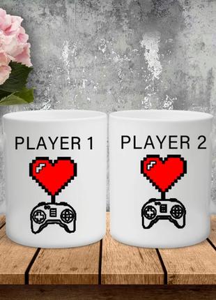 Парні чашки з принтом - player 1/2!