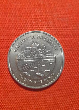 Джерси 25 пенсов 1977г. 25 лет правления елизаветы ii ,38.61мм