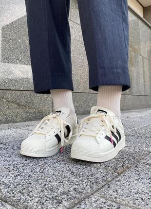 Кроссовки china adidas superstar cream/black/pink5 фото