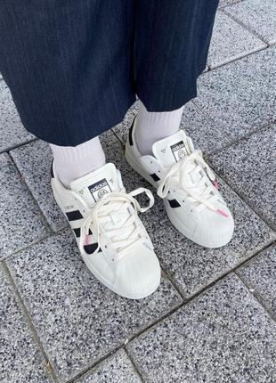 Кроссовки china adidas superstar cream/black/pink7 фото