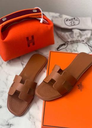 Шлепанцы коричневые натуральная кожа оран