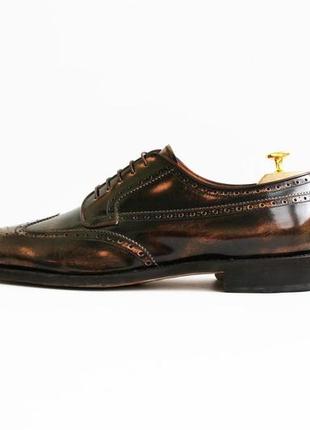 Кожаные черно золотистые броги оксфорды salvatore ferragamo tramezza размер 46-47