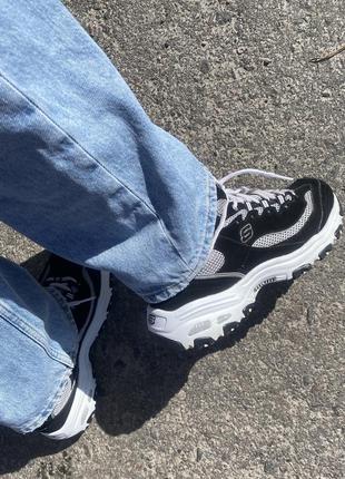 Кросівки жіночі skechers d’lites чорні з підошвою memory
