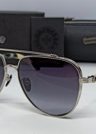 Chrome hearts armadildoe чоловічі сонцезахисні окуляри краплі сірий градієнт в сріблястому металі