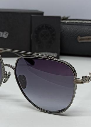 Chrome hearts armadildoe очки капли мужские солнцезащитные серый градиент в темно сером металле