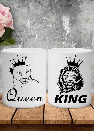 Парні чашки з принтом - queen/king!
