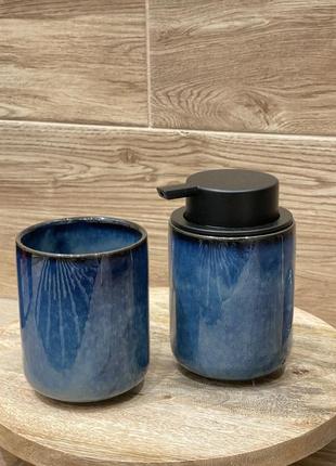 Набор керамический для ванной комнаты стакан + дозатор