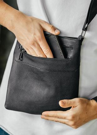 Кожаная черная мужская сумка на плече чикаго ручная работа, мужская сумка через плечо с ремнем мессенджер9 фото
