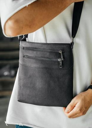 Кожаная черная мужская сумка на плече чикаго ручная работа, мужская сумка через плечо с ремнем мессенджер7 фото