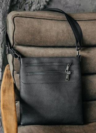 Кожаная черная мужская сумка на плече чикаго ручная работа, мужская сумка через плечо с ремнем мессенджер6 фото