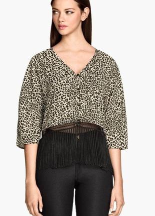 Блуза з бахромою в леопардовий принт h&m