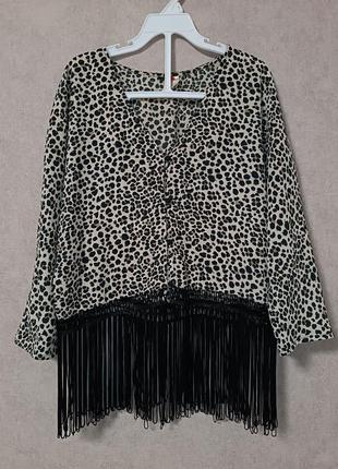 Блуза с бахромой в леопардовый принт h&m