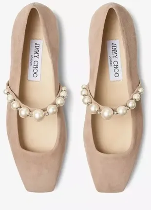 Женские туфли, балетки  кожаные jimmy choo джиммі чу туф бежевые