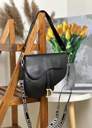 Чорна жіноча сумка діор сідло еко-шкіра