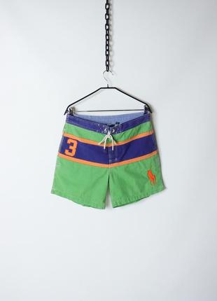 Винтажные шорты Chunky rib polo neck jumper swimming big logo. сине-зеленые для плаванья. american vintage sport sergio fred retro y2k