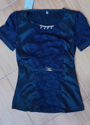 Блузка, нова, темно-синего колору , розмір 42