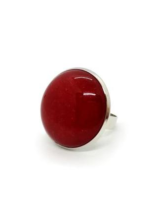 🔺🐦💍 стильное круглое кольцо 25 мм натуральный малиновый агат