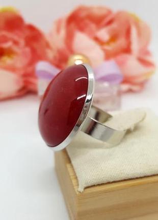 🔺🐦💍 стильное круглое кольцо 25 мм натуральный малиновый агат4 фото