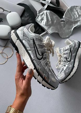 Стильные женские и мужские кроссовки nike p-6000 silver white серебристые