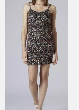 Р 12-14 / 46-48-50 коротке лаконічне мініплаття футляр сарафан з орнаментом topshop