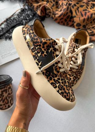 Розкішні жіночі леопардові кросівки golden goose leopard sneakers леопардові