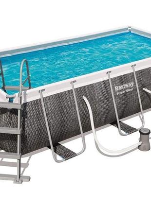 Каркасный бассейн прямоугольной формы bestway серого цвета длина 404 см. ширина 201 см || kilometr+2 фото