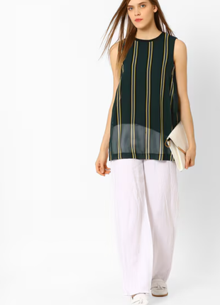 Футболка с открытыми плечами и стильным шифоновым покрытием в полоску