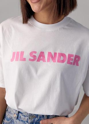 Жіноча футболка з написом jil sander2 фото