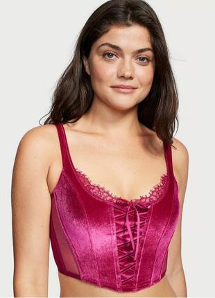 Жіночий оксамитовий корсетний топ victoria's secret колір рожевий (s)