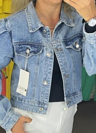 Жіночий укорочений джинсовий жакет/куртка італія, розмір s-l