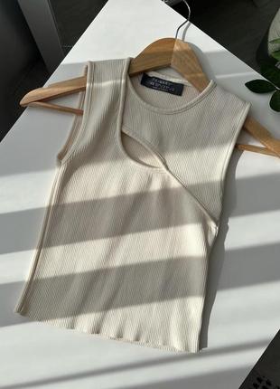 Асиметричний топ майка в рубчик zara mango