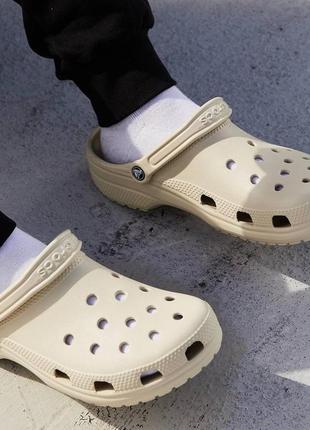 Кроксы шлепанцы женские бежевые молочные сабо crocs classiс bone clog слоновая кость