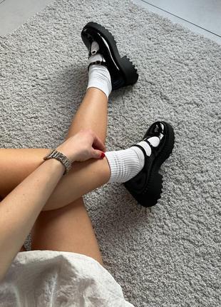 Туфли женские кожа наплак черные